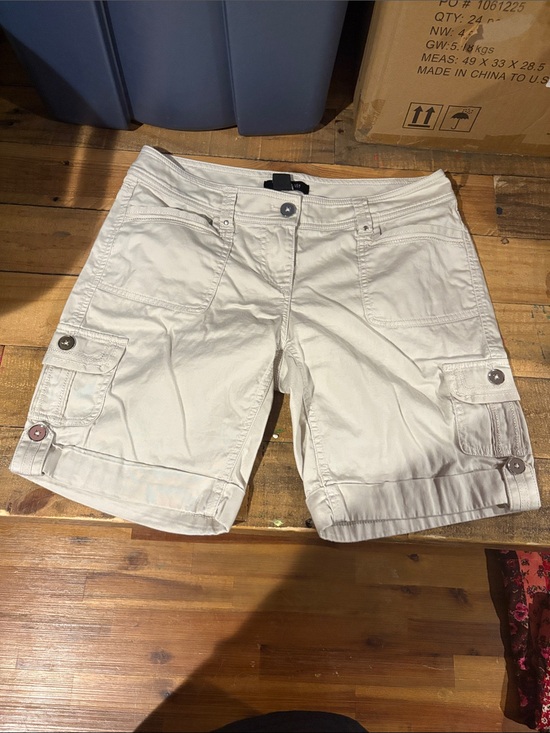 White House Black Market Pants - White House Black Market Cream Cargo Bermuda Shorts